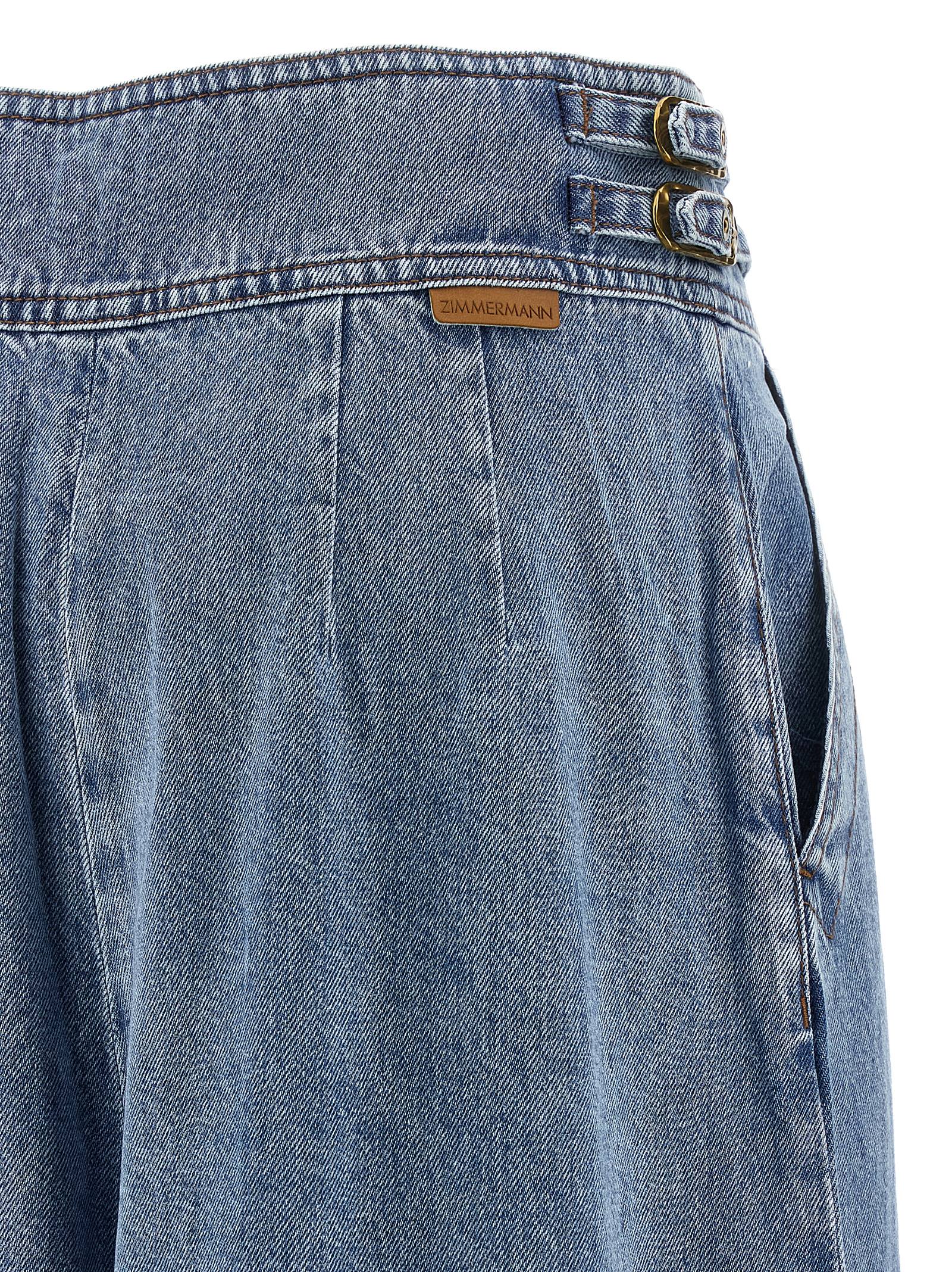 Blue Cotton Cropped Jeans