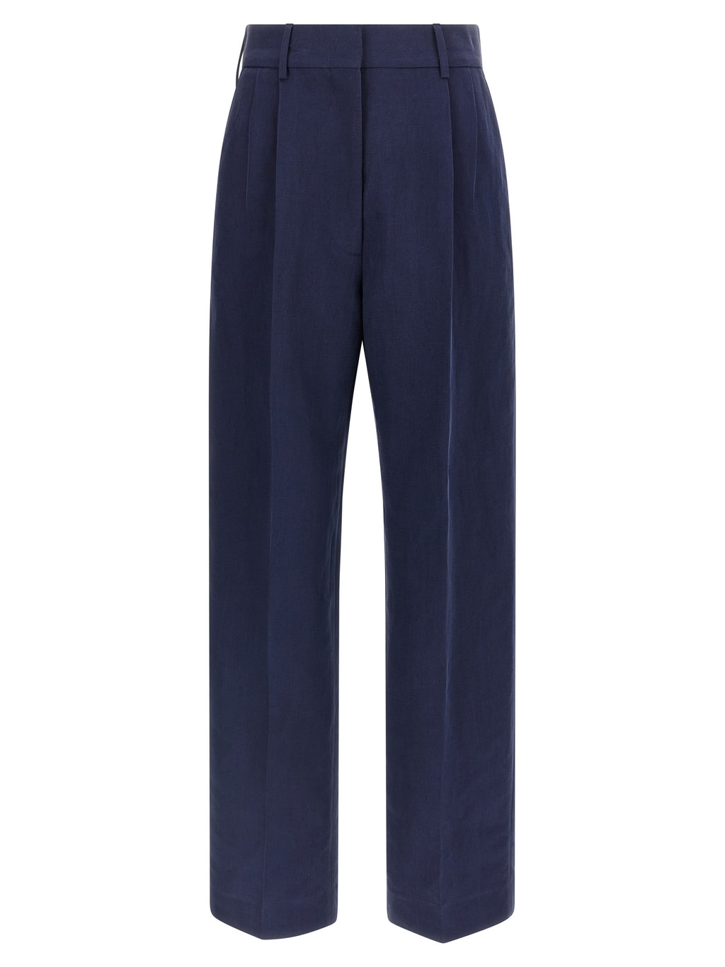 Blue Linen Casual Pants