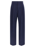 Blue Linen Casual Pants
