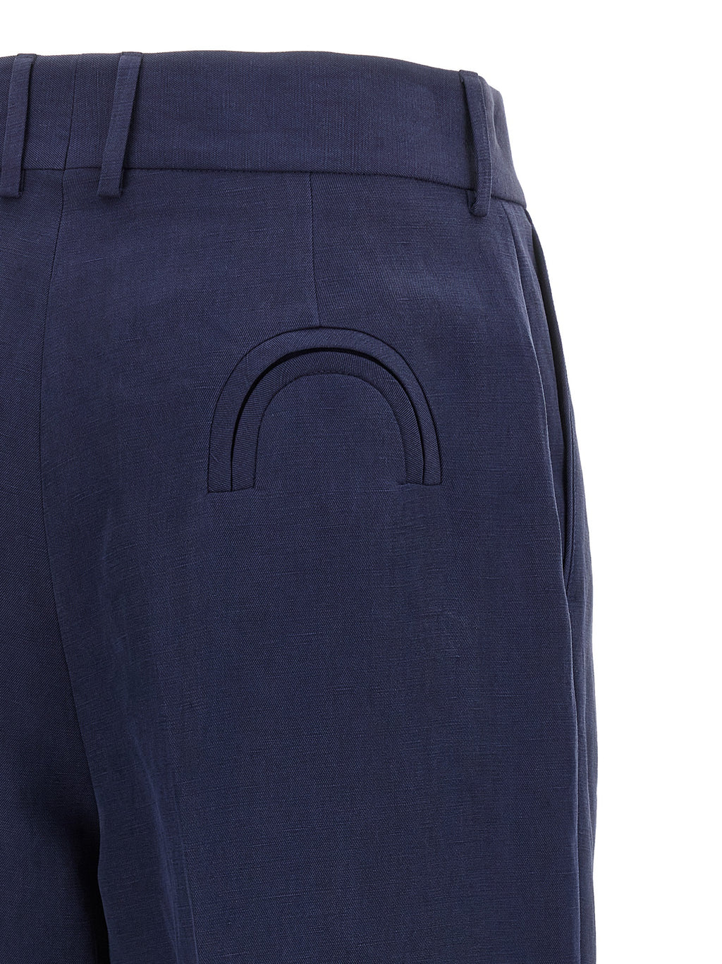 Blue Linen Casual Pants
