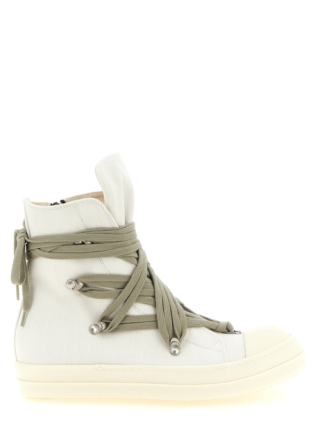 Beige Cotton High Top Sneakers