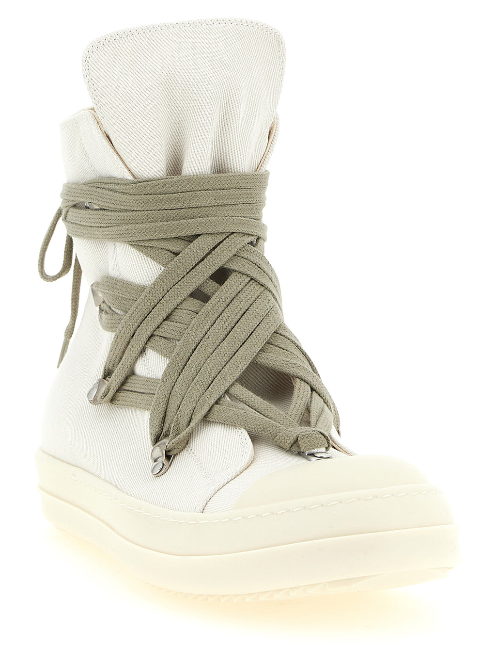 Beige Cotton High Top Sneakers