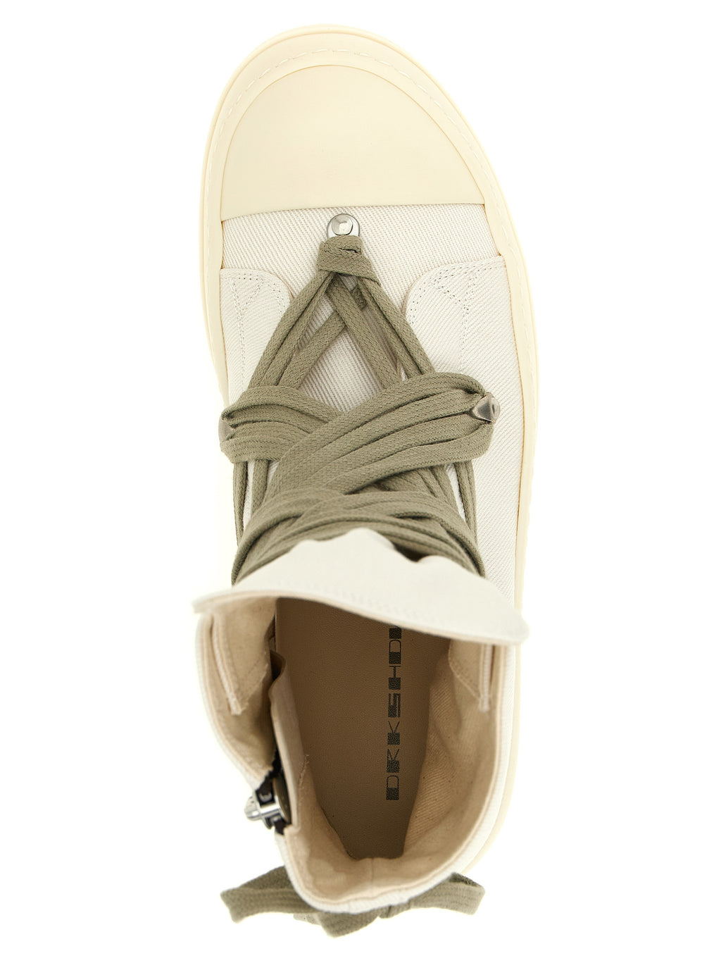 Beige Cotton High Top Sneakers