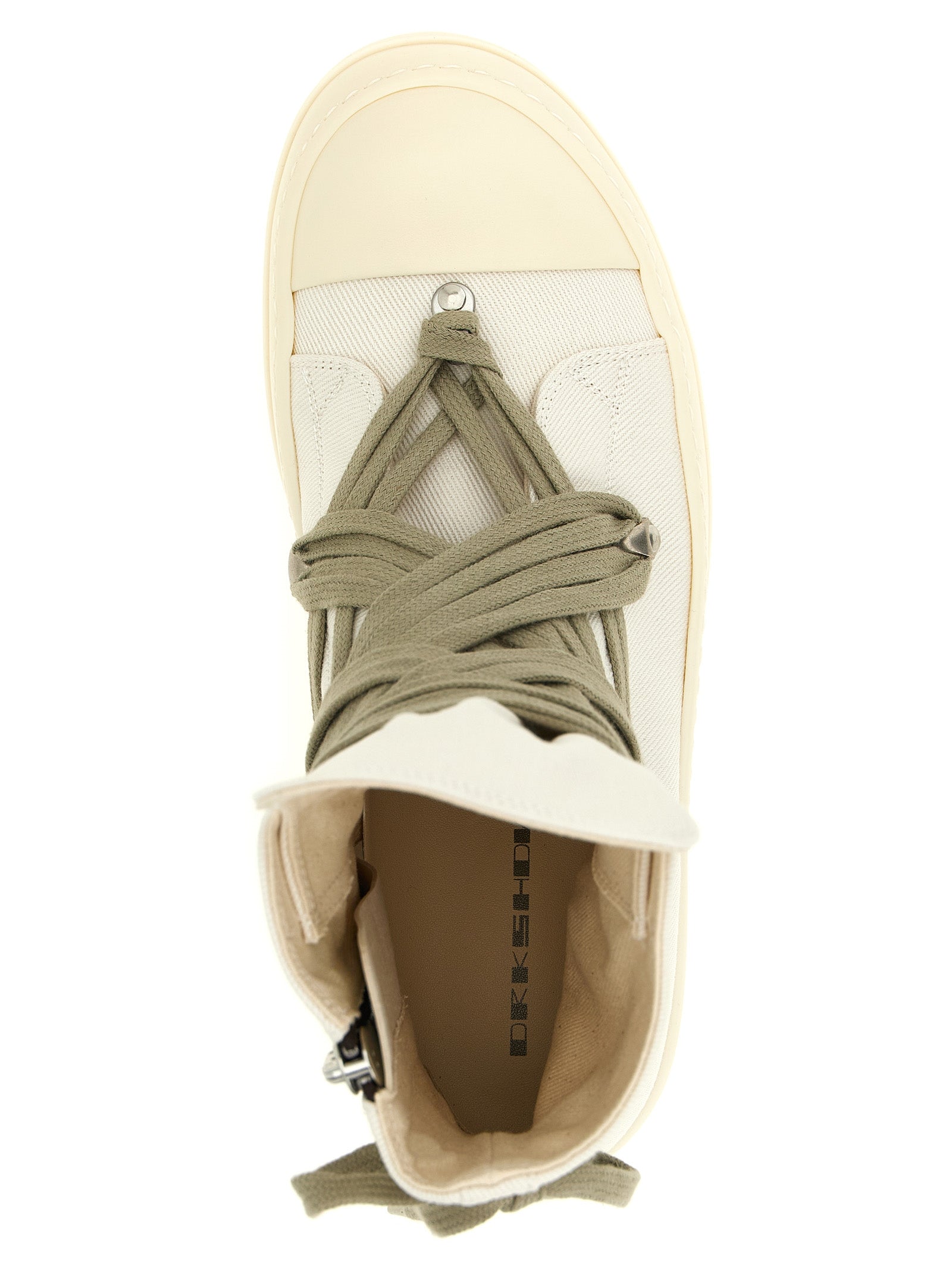 Beige Cotton High Top Sneakers