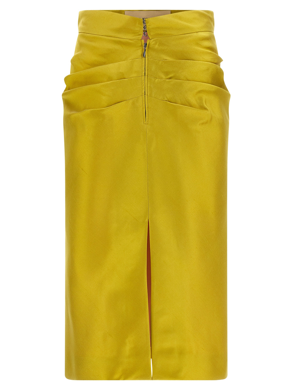Bicolor Silk Midi Skirt