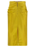 Bicolor Silk Midi Skirt