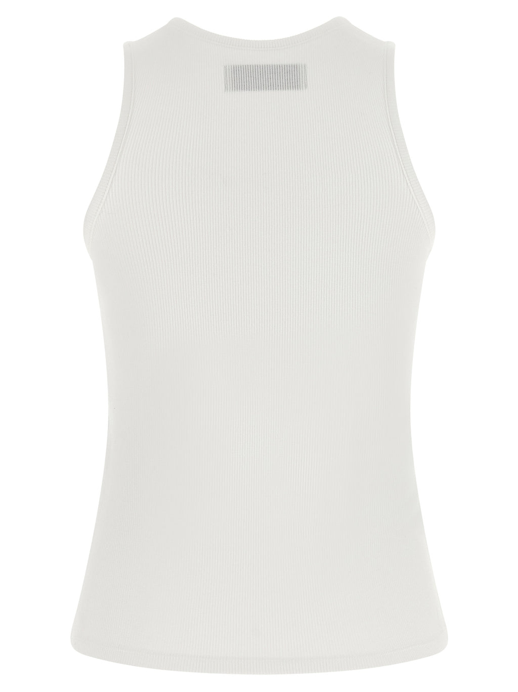 White Cotton Sleeveles T-Shirt