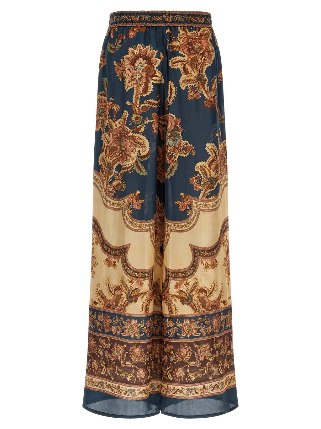 Multicolor Silk Casual Pants