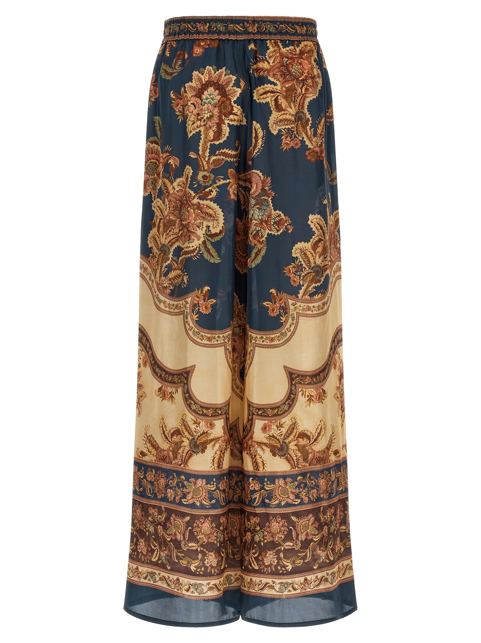 Multicolor Silk Casual Pants