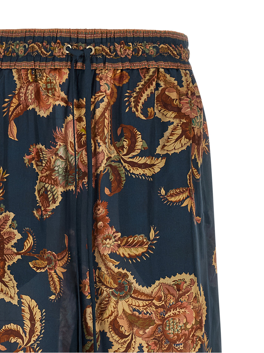 Multicolor Silk Casual Pants