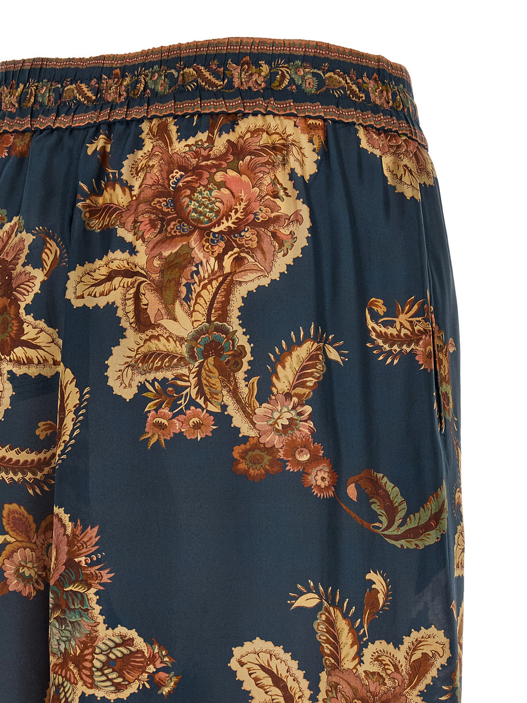 Multicolor Silk Casual Pants