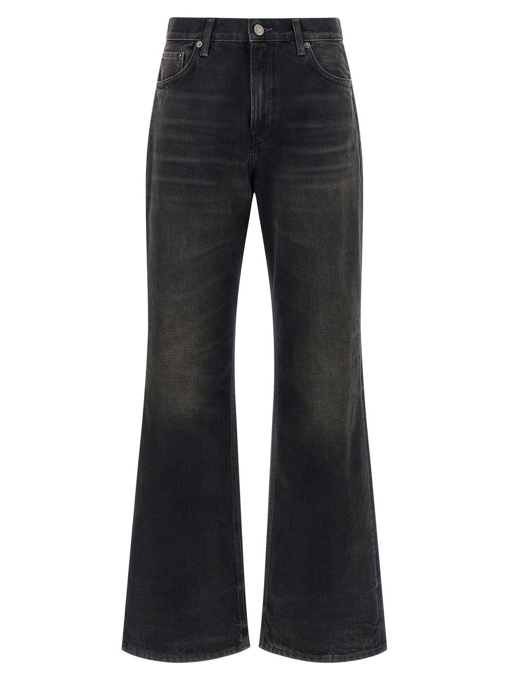 Black Cotton Flared Jeans