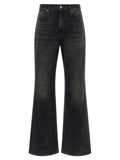 Black Cotton Flared Jeans