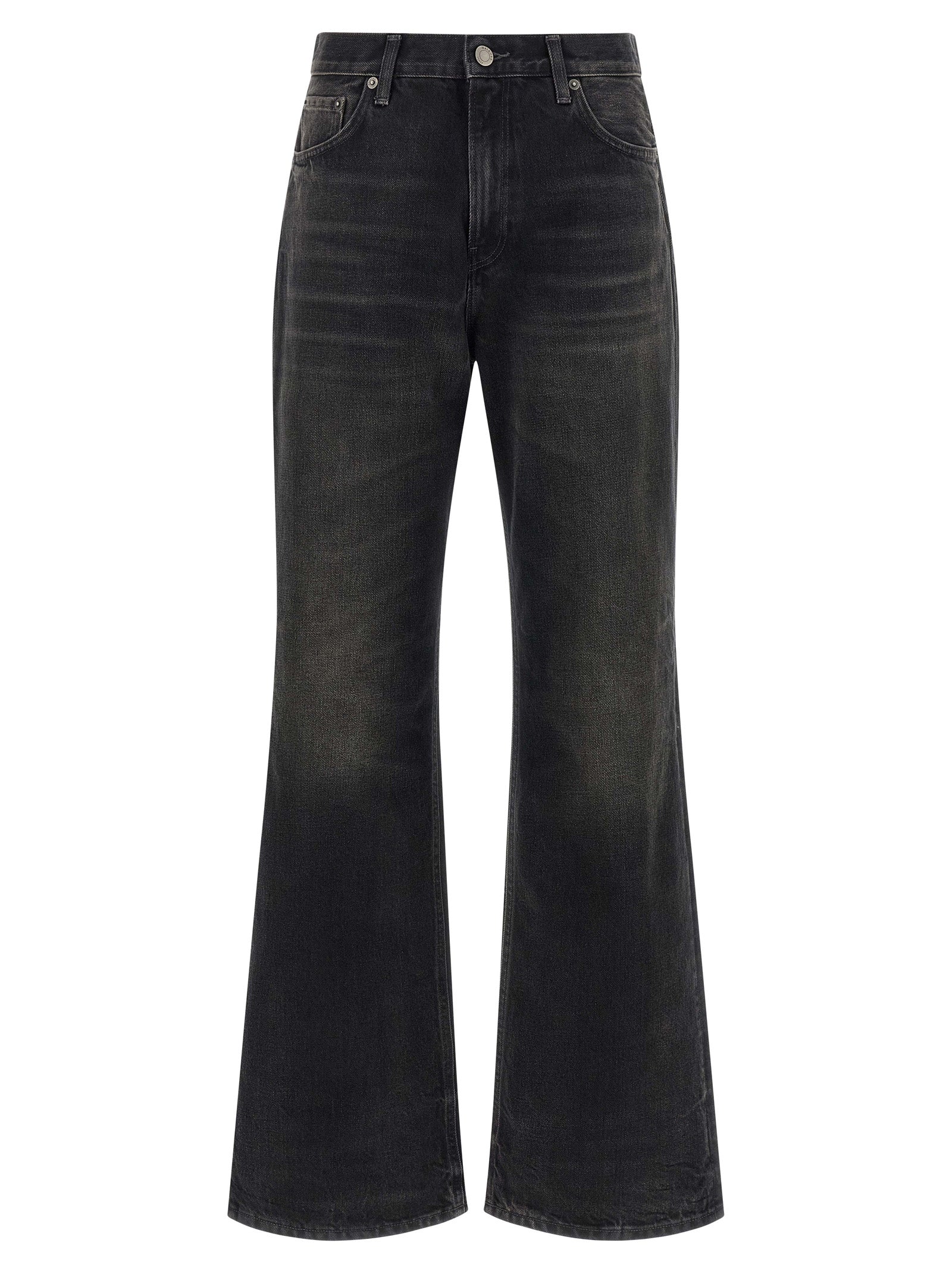 Black Cotton Flared Jeans