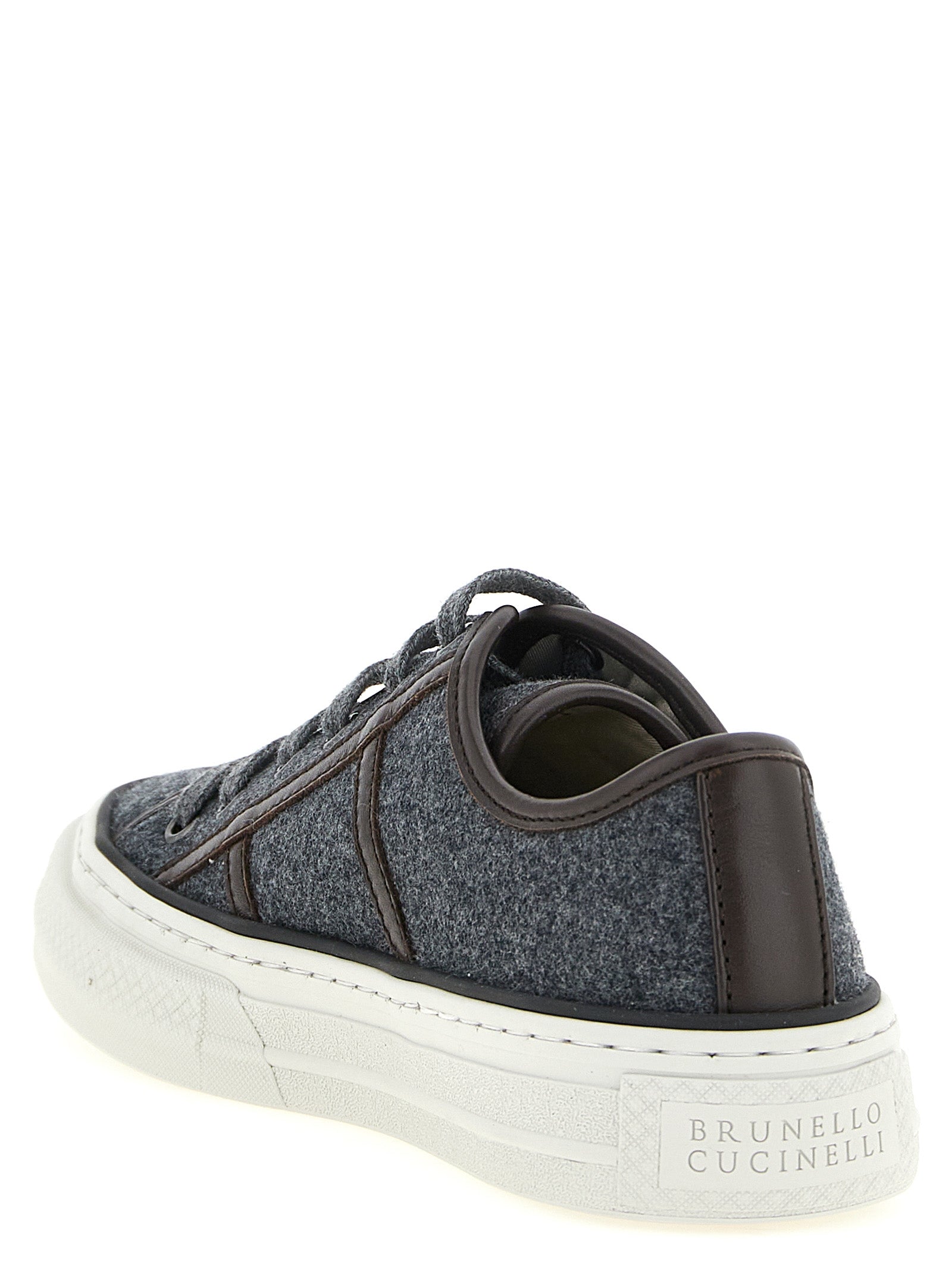 Gray Virgin Wool Low Top Sneakers