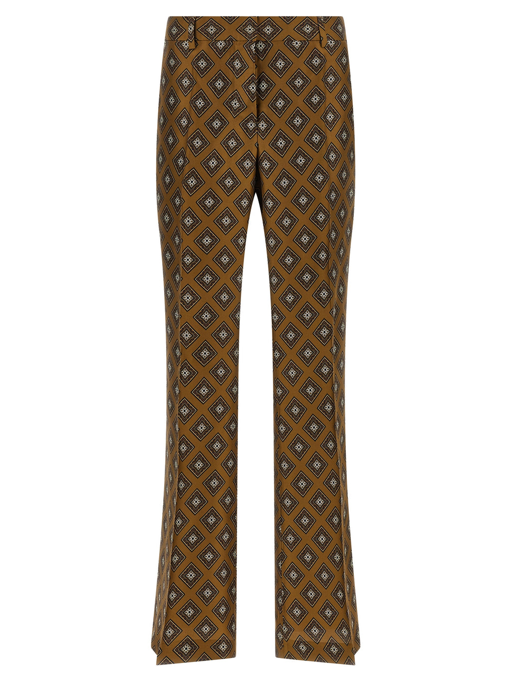 Brown Silk Flared Pants