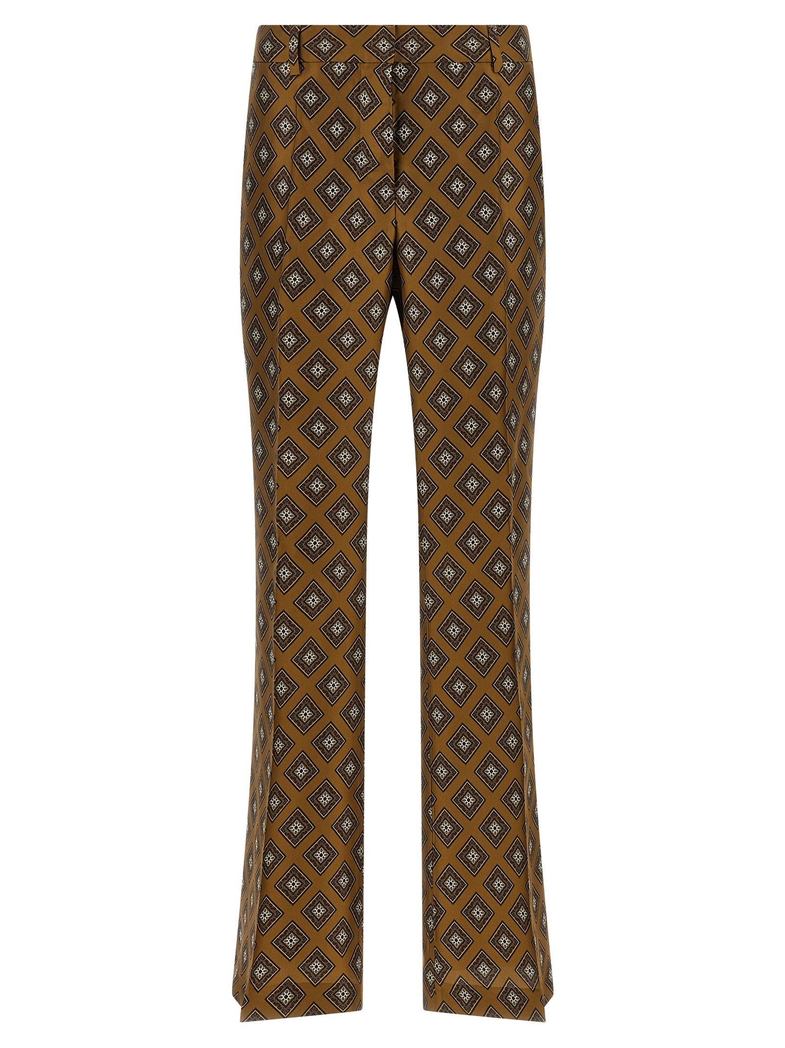 Brown Silk Flared Pants