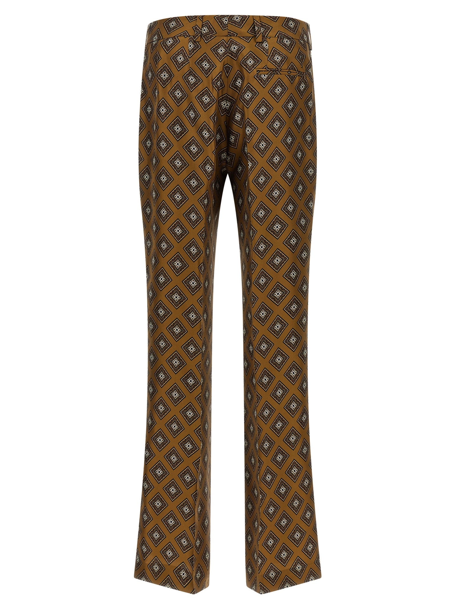 Brown Silk Flared Pants