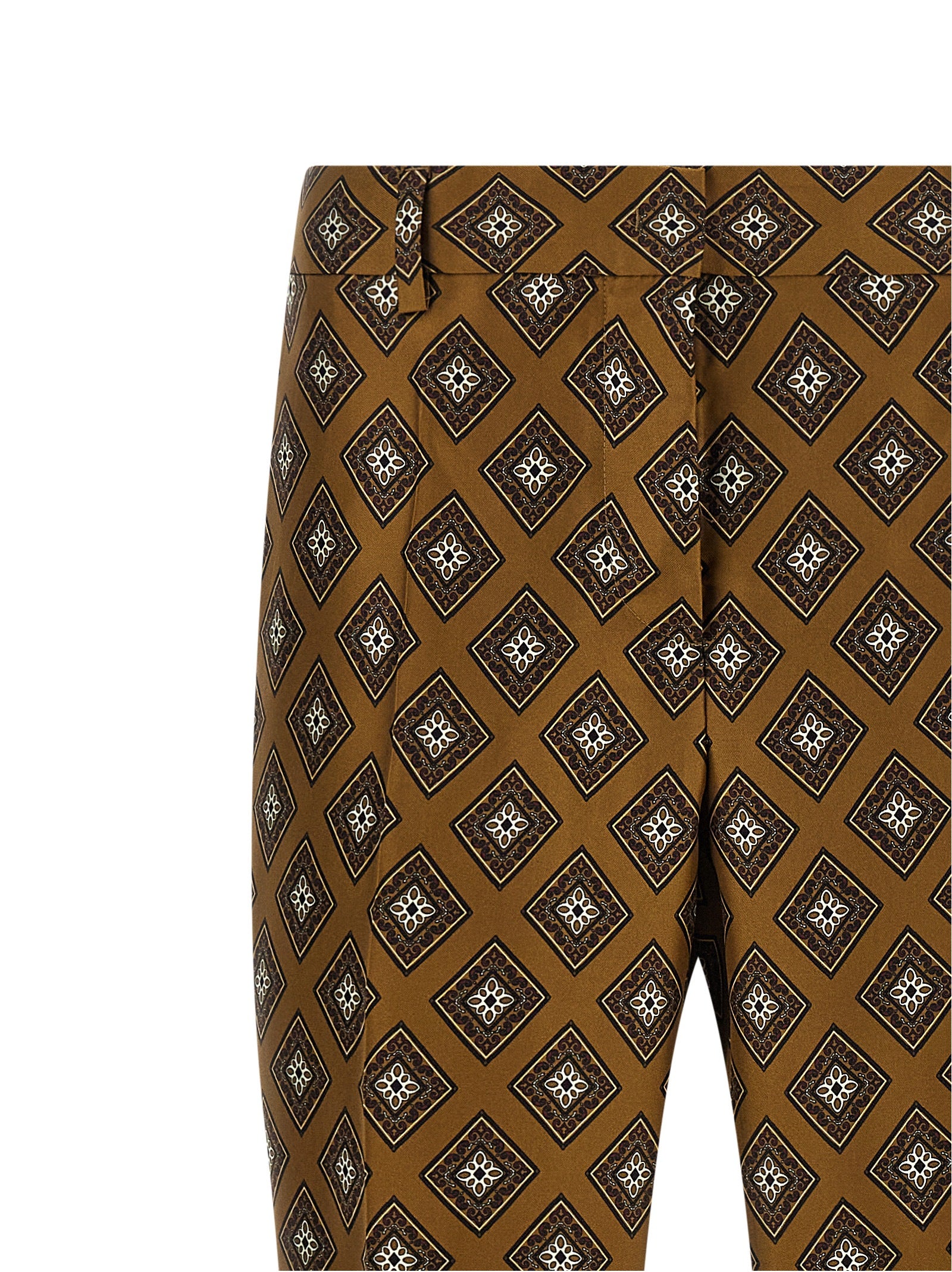 Brown Silk Flared Pants