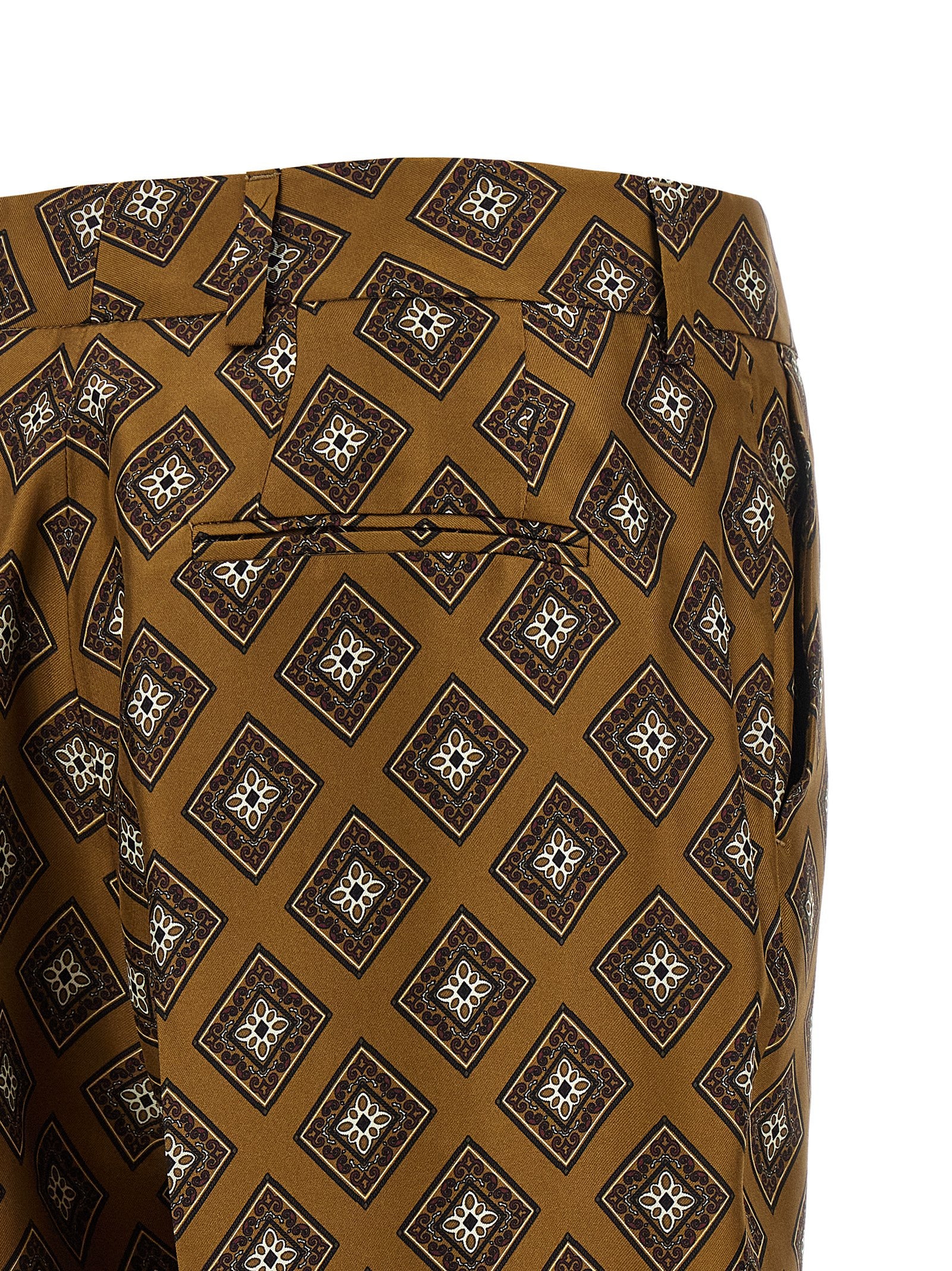 Brown Silk Flared Pants