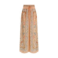 Multicolor Silk Casual Pants
