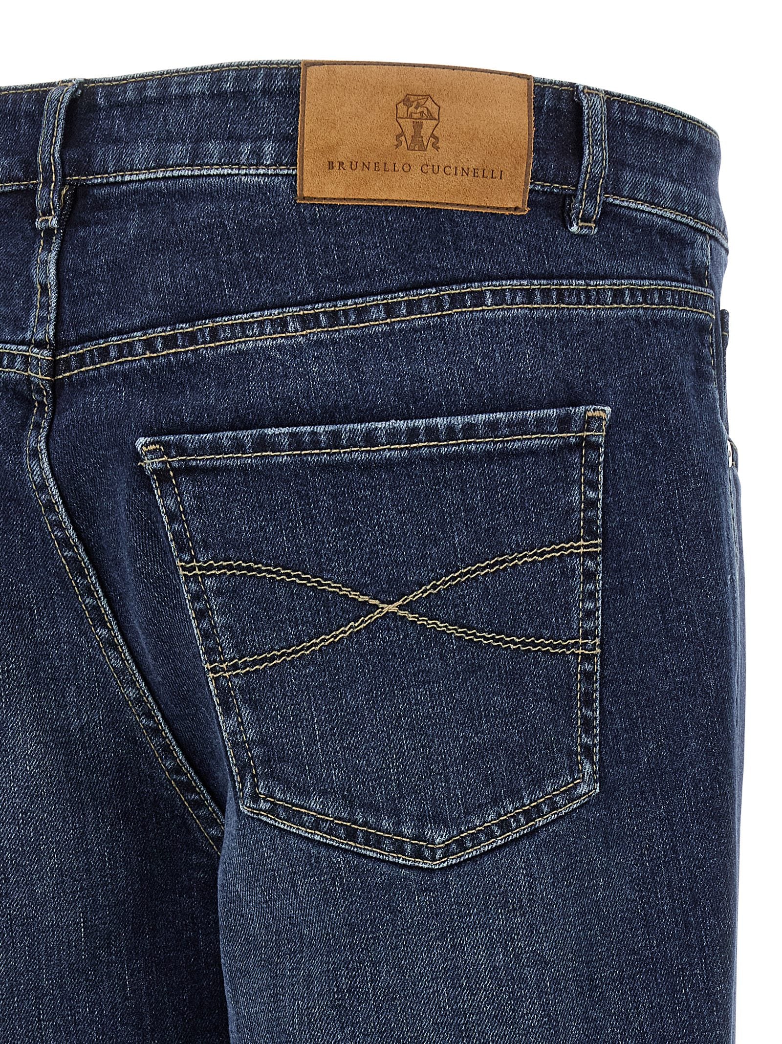 Brunello Cucinelli Blue Cotton Straight-Leg Jeans