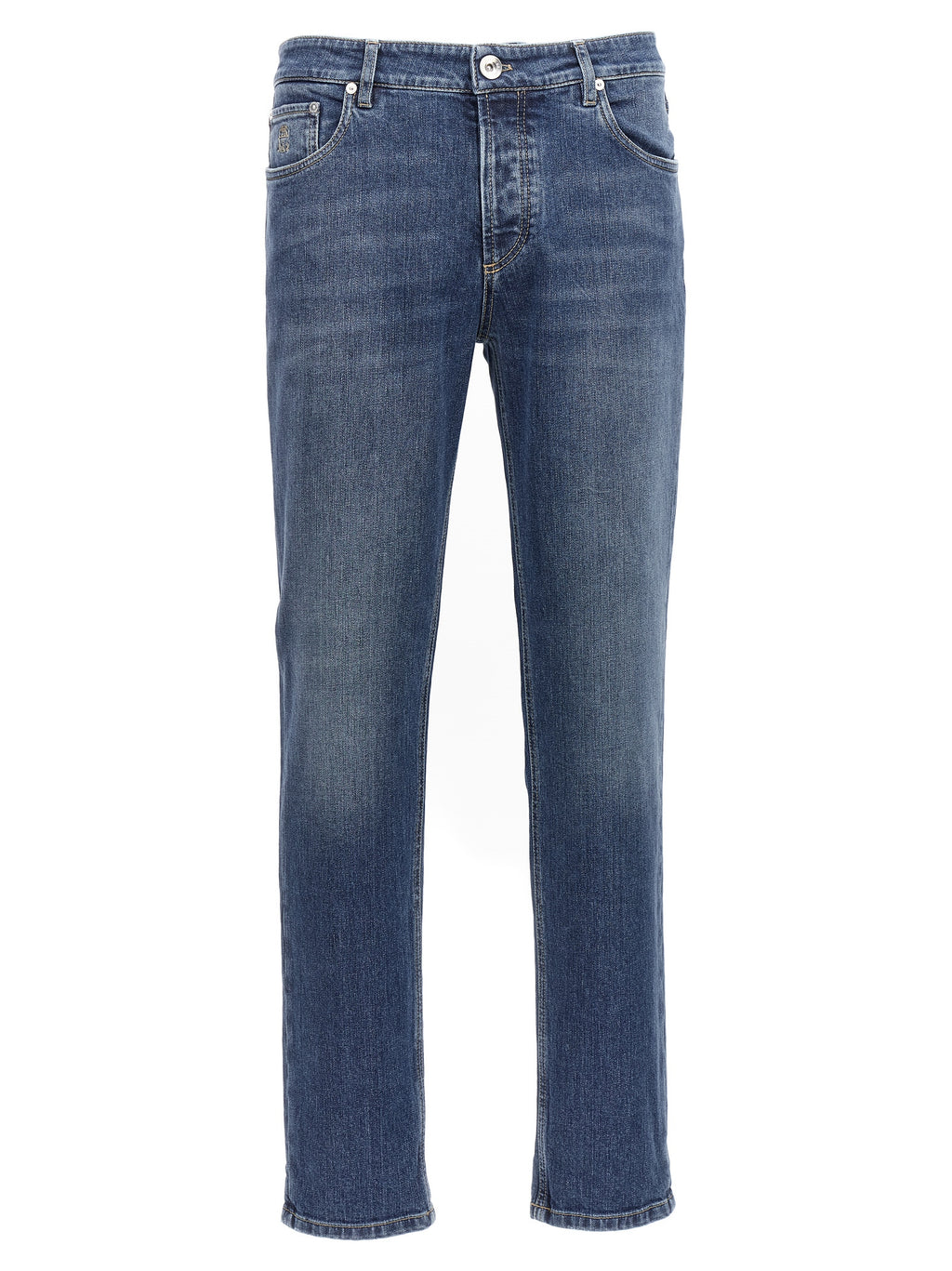 Brunello Cucinelli Blue Cotton Slim Fit Jeans