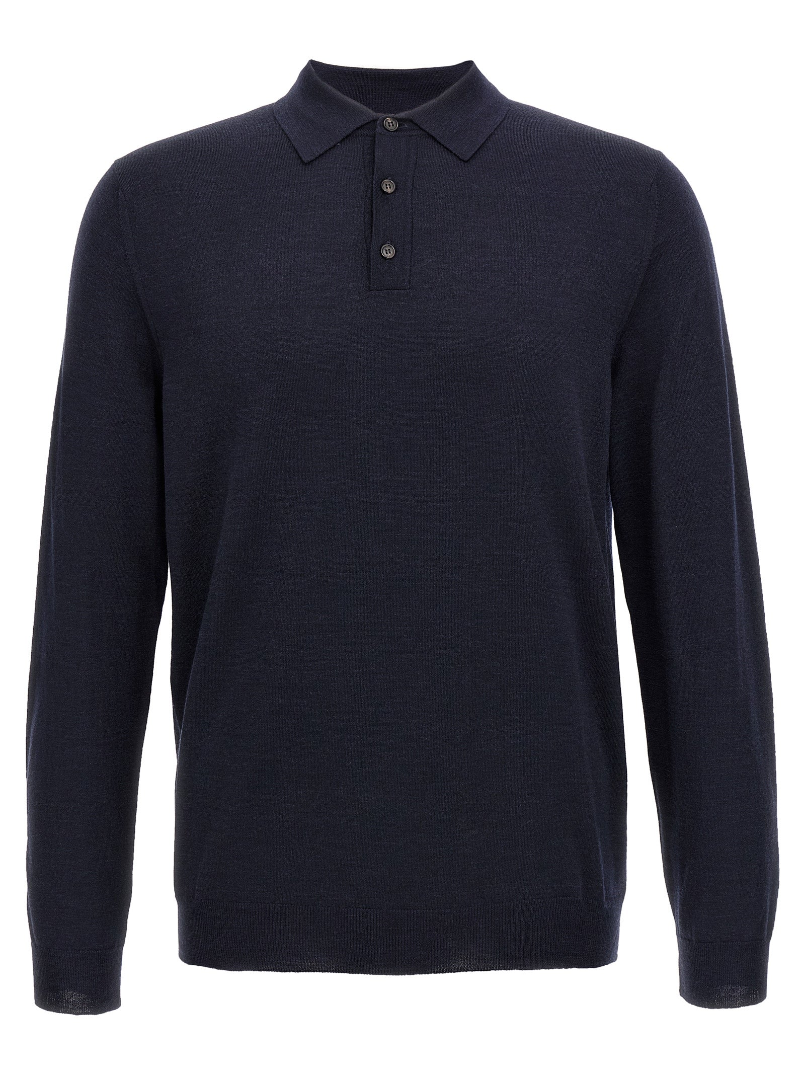 Blue Virgin Wool Polo Shirt