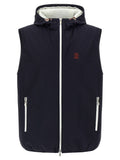 Blue Polyamide Sleeveless Jacket