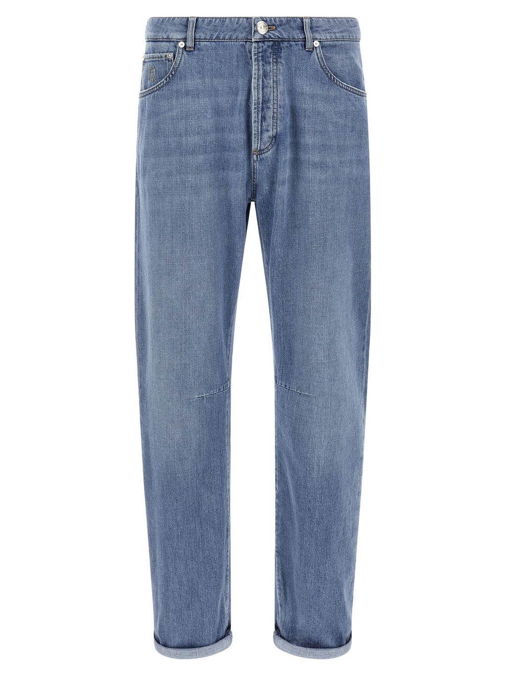 Brunello Cucinelli Blue Cotton Straight-Leg Jeans