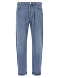 Brunello Cucinelli Blue Cotton Straight-Leg Jeans