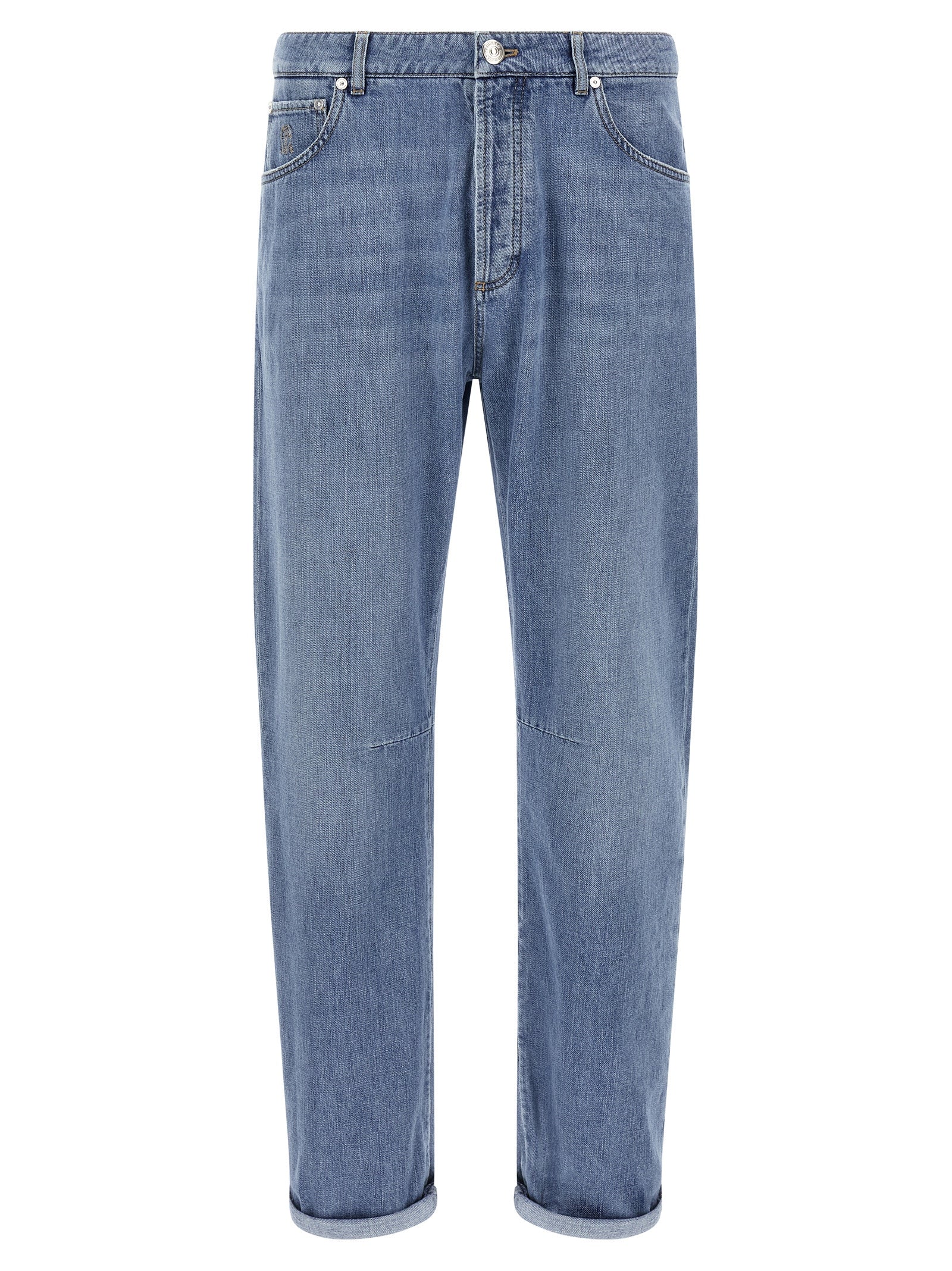 Brunello Cucinelli Blue Cotton Straight-Leg Jeans