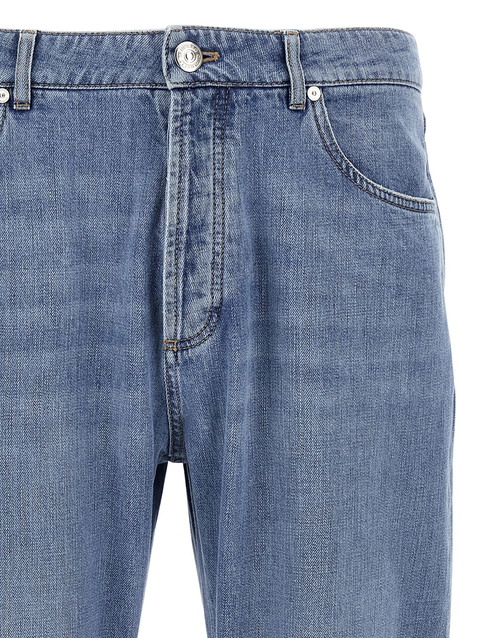 Brunello Cucinelli Blue Cotton Straight-Leg Jeans