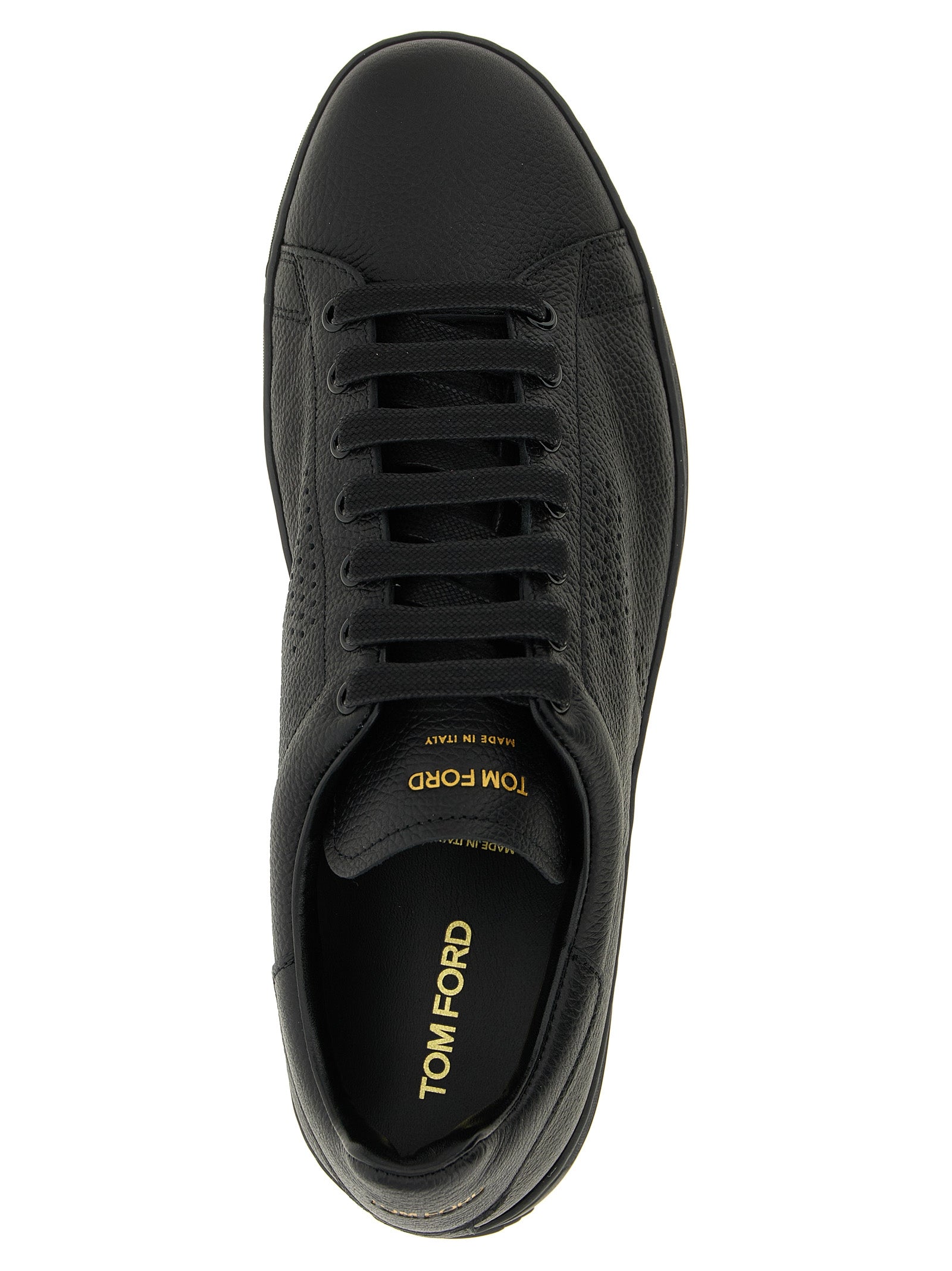Tom Ford Black Leather Low Top Sneakers