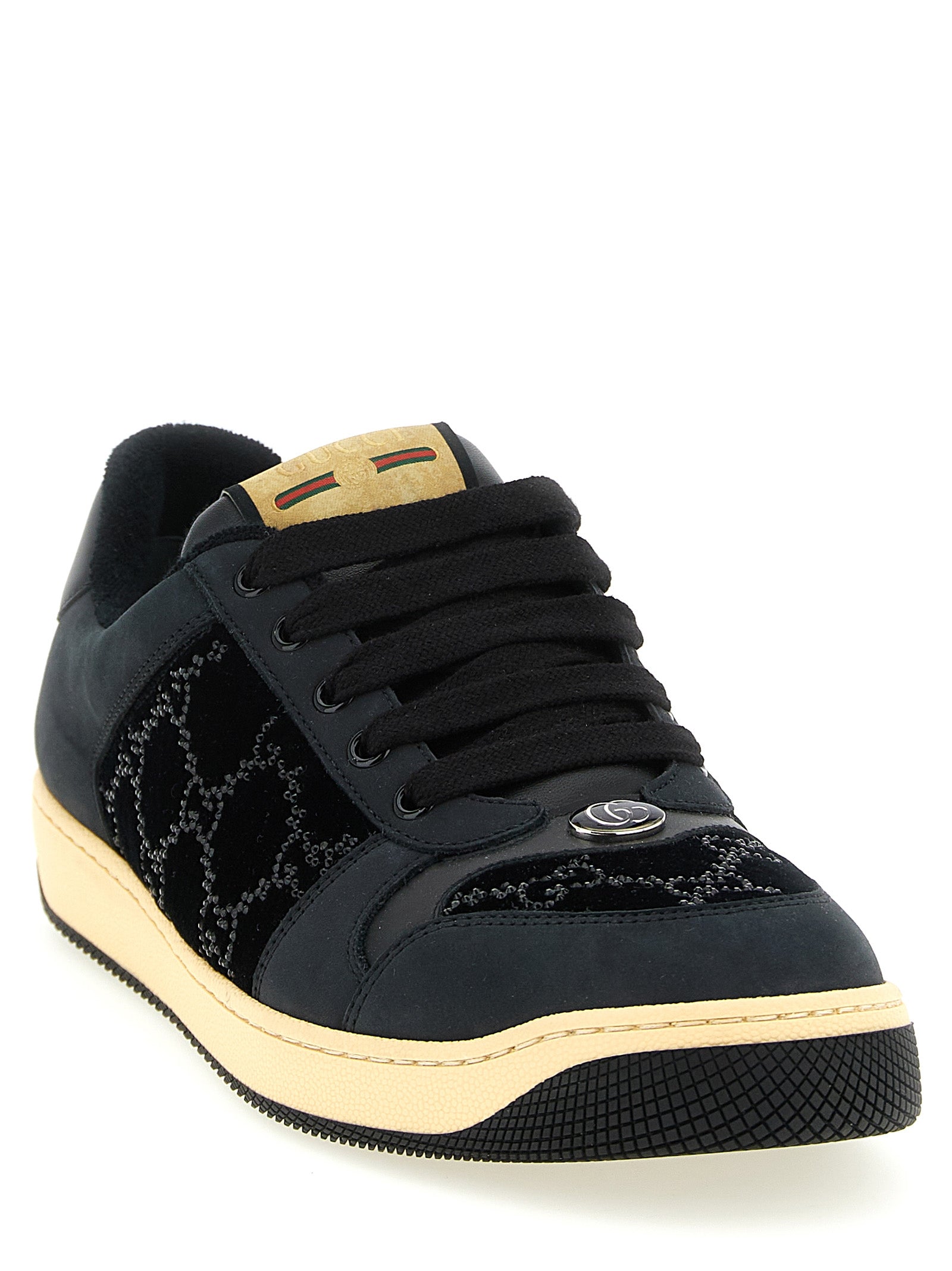 Black Cotton Low Top Sneakers
