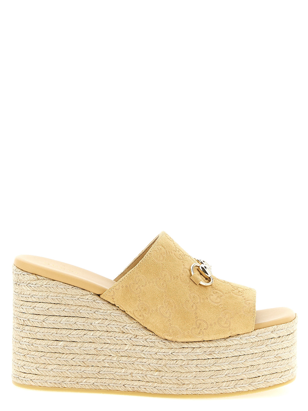 Beige Calfskin Wedge Sandals