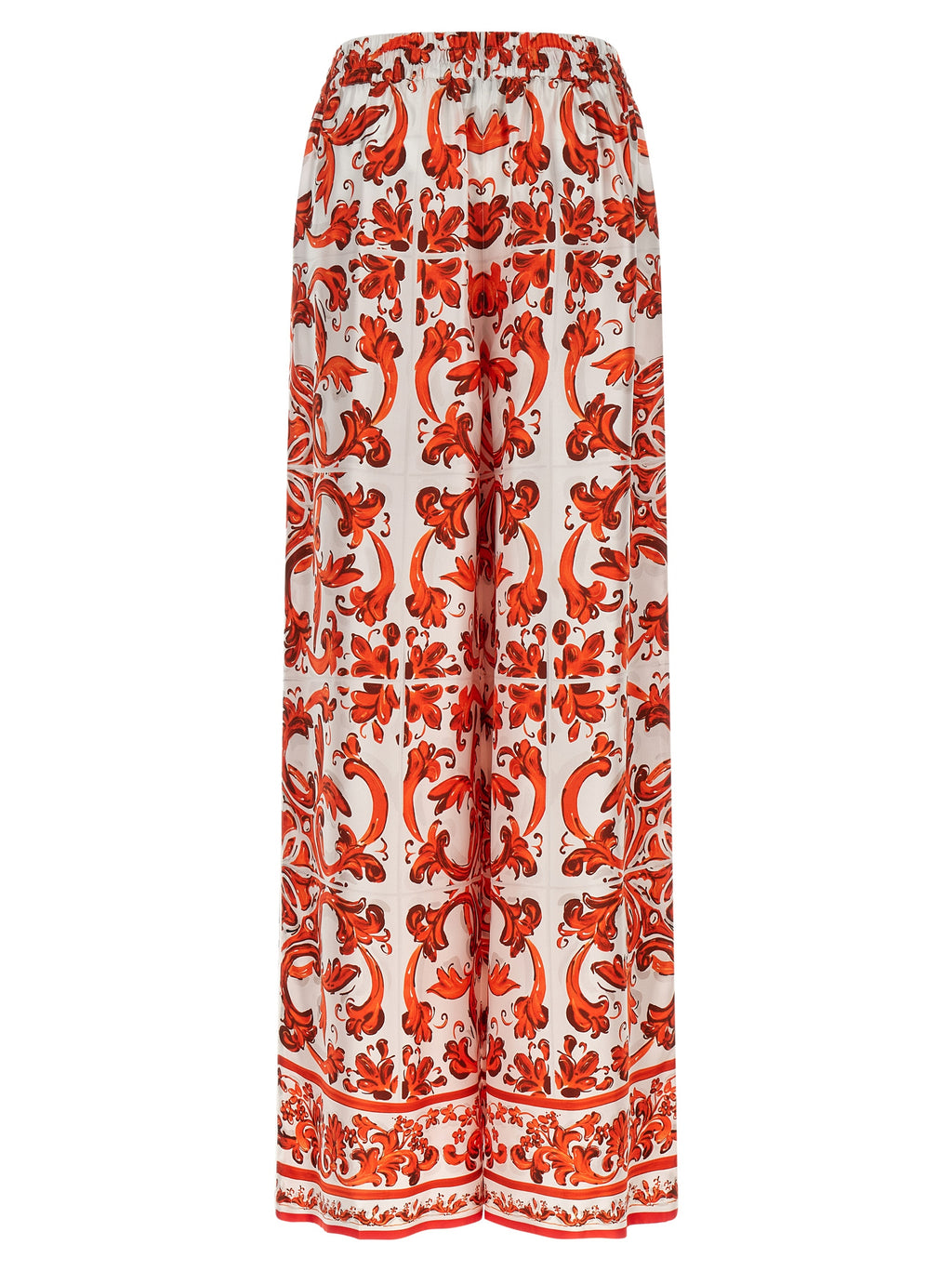 Orange Silk Flared Pants