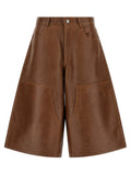 Brown Lambskin Bermuda Shorts