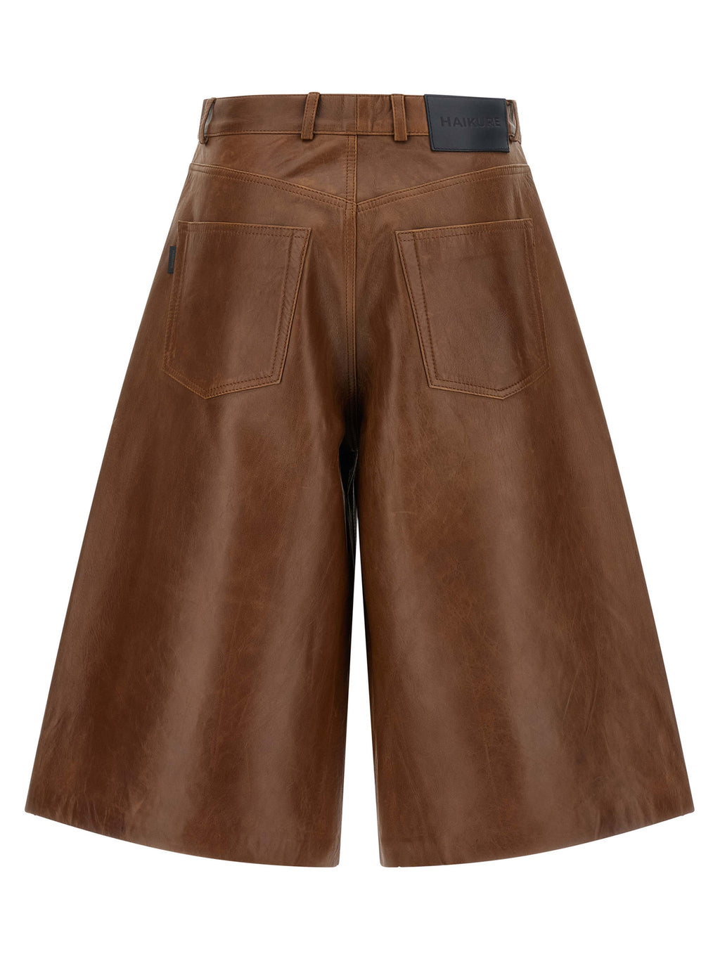 Brown Lambskin Bermuda Shorts