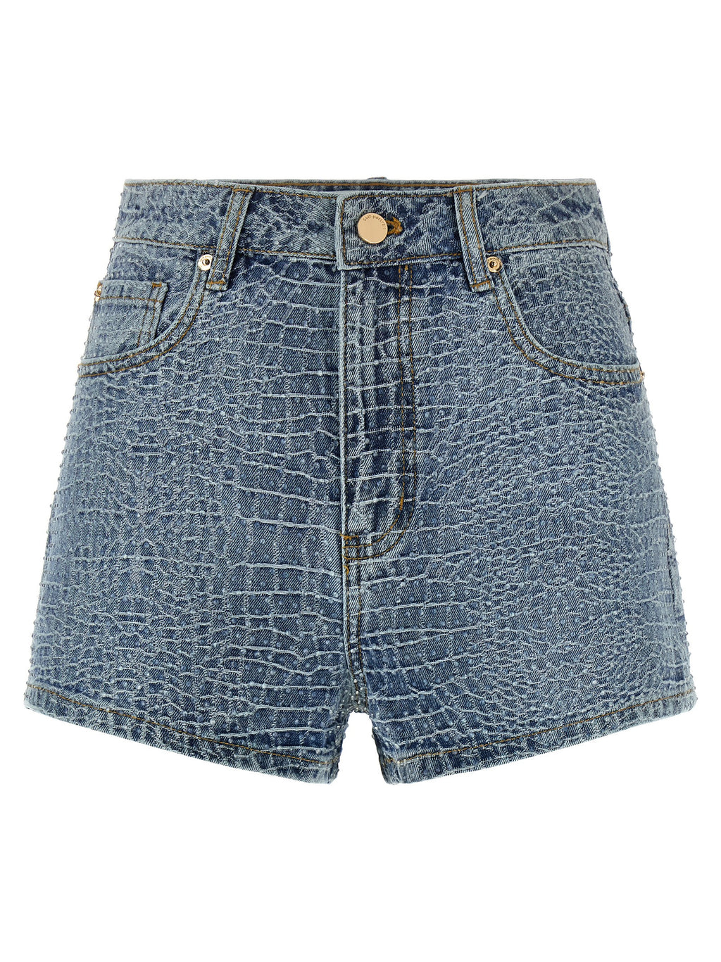 Self-Portrait Blue Cotton Bermuda Shorts