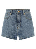 Self-Portrait Blue Cotton Bermuda Shorts