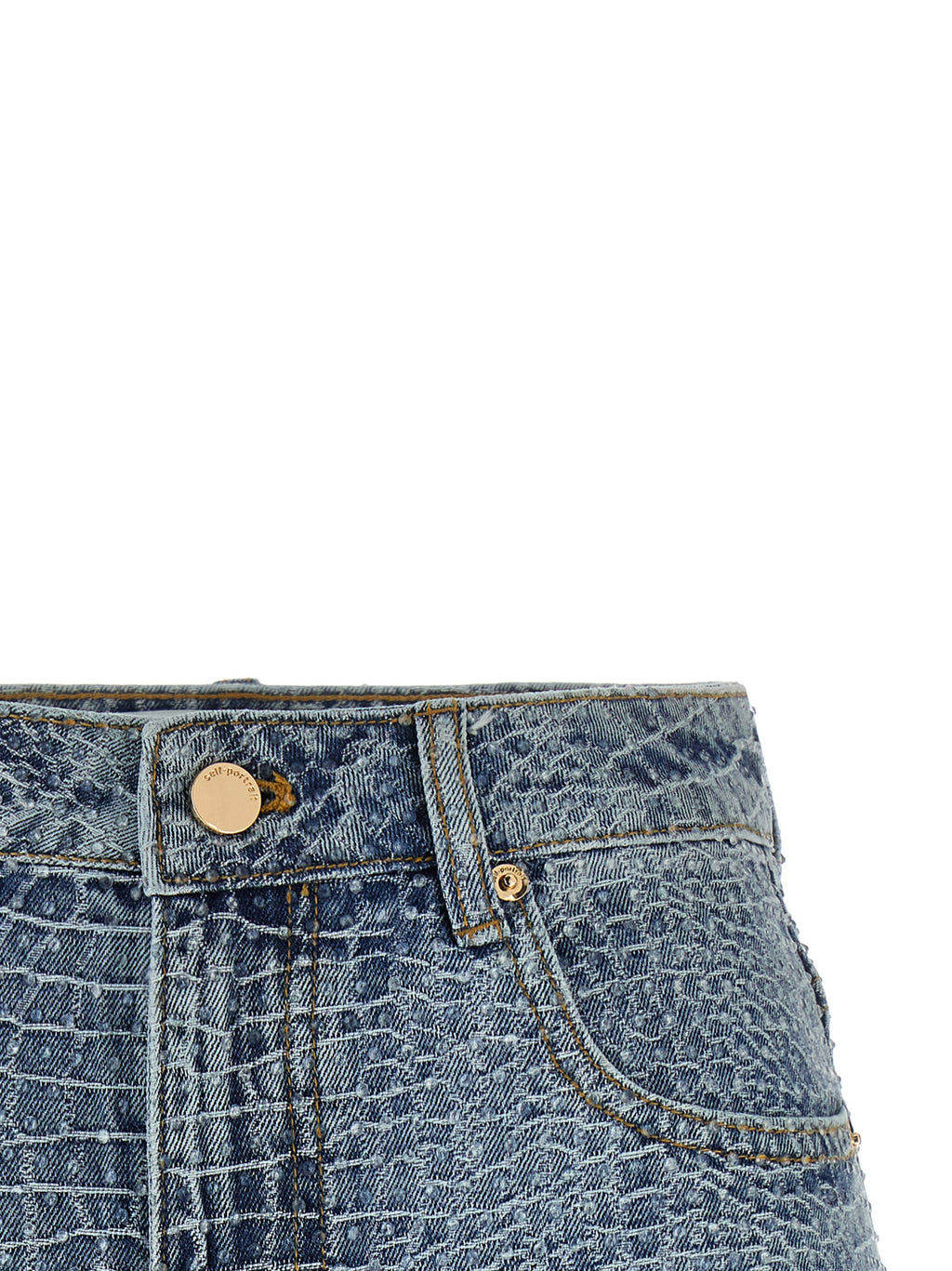 Self-Portrait Blue Cotton Bermuda Shorts