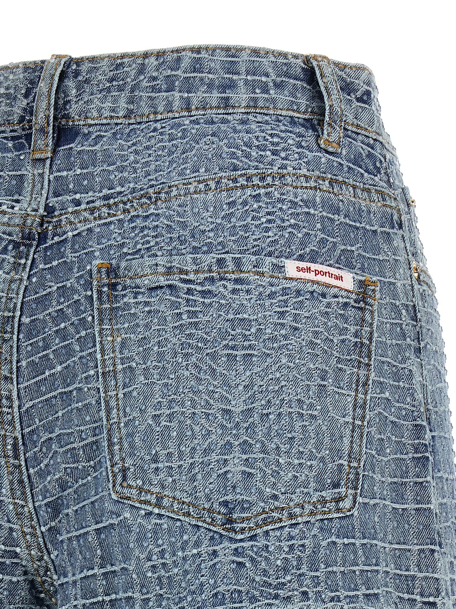 Self-Portrait Blue Cotton Bermuda Shorts