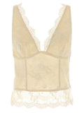 PINKO Beige Linen Tank Tops