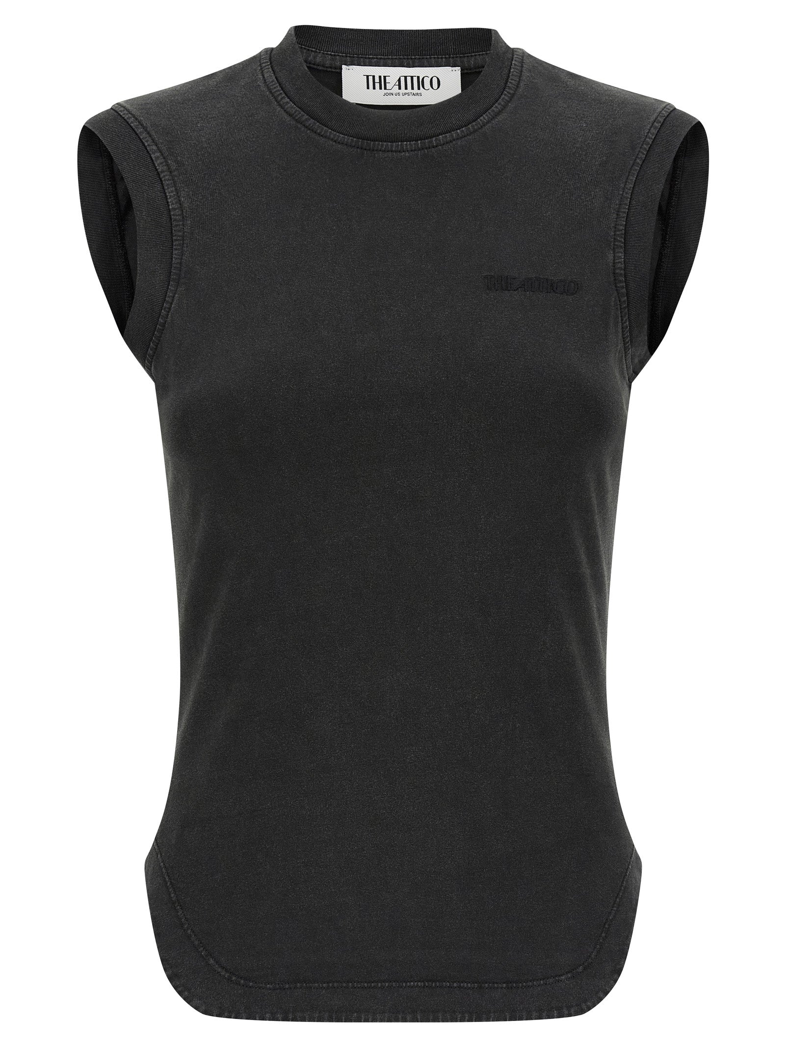 The Attico Black Cotton Sleeveles T-Shirt
