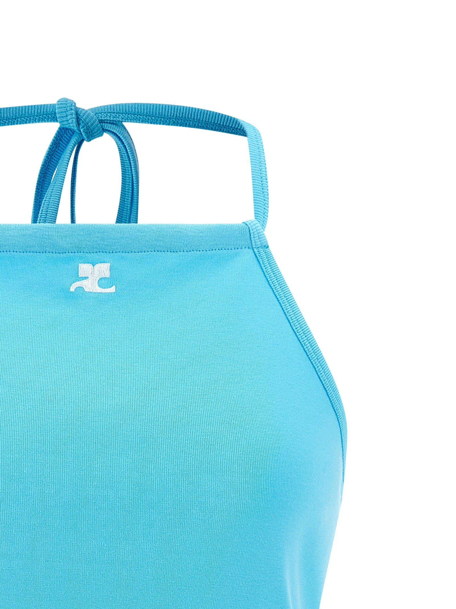 Courrèges Blue Cotton Tank Tops