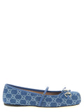 Gucci Blue Cotton Ballet Flats