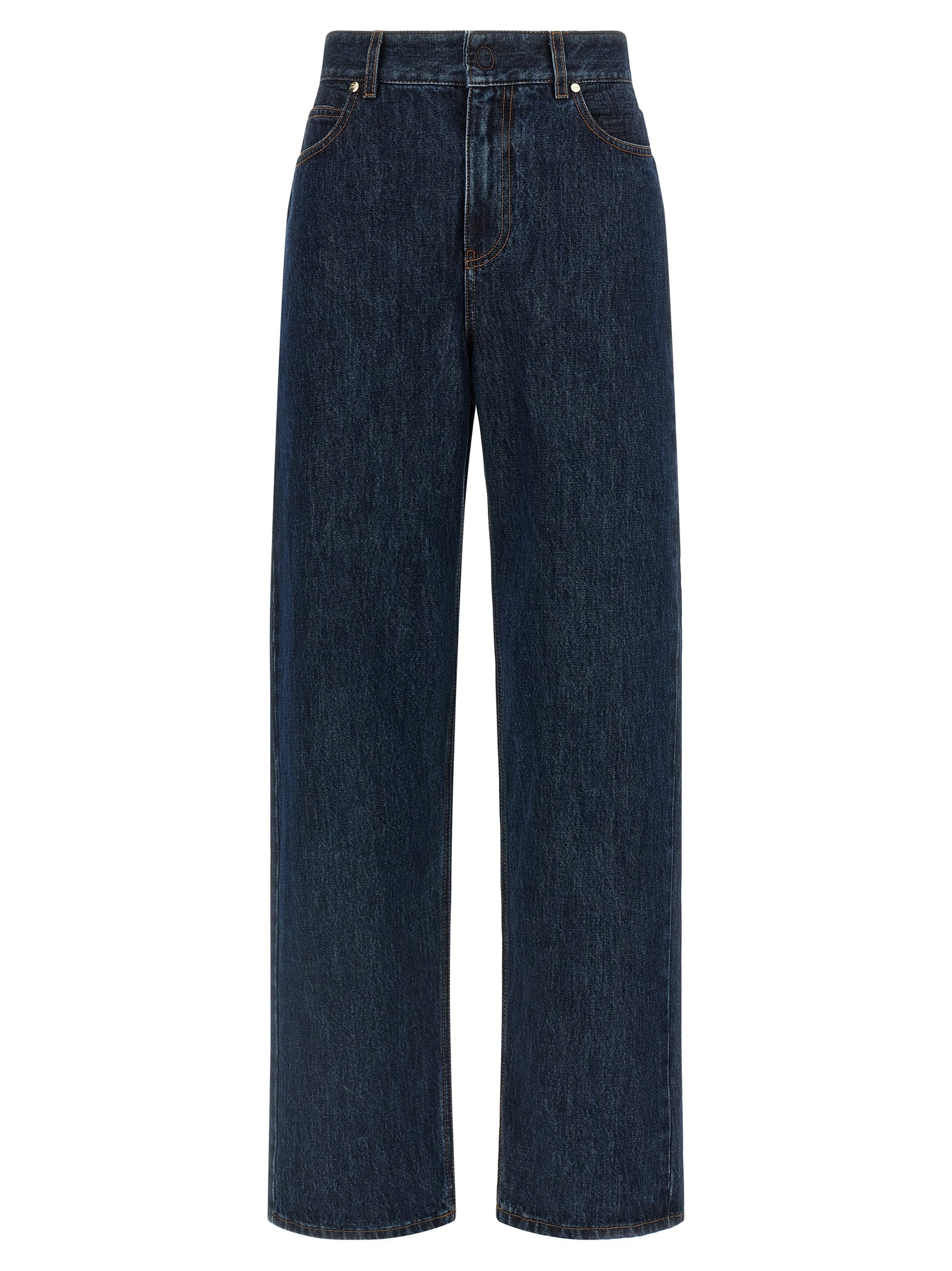 Fendi Blue Cotton Straight-Leg Jeans