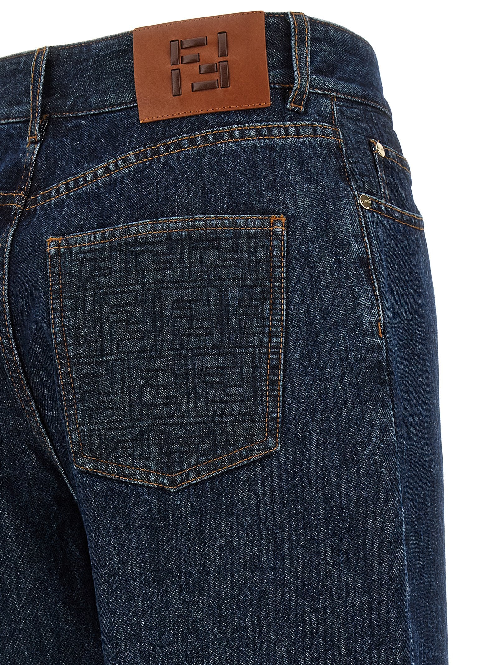 Fendi Blue Cotton Straight-Leg Jeans
