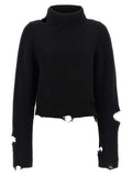 Haikure Black Merino Wool Cardigan